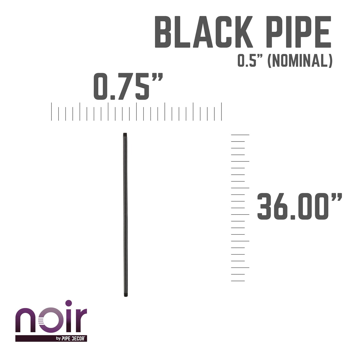 1/2 in. x 36 in. Prefinished Matte Black Pipe