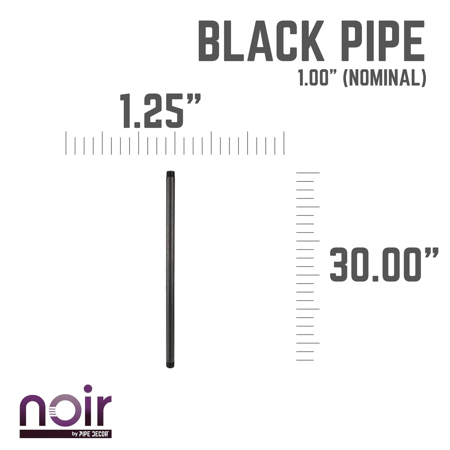 1 in. x 30 in. Prefinished Matte Black Pipe