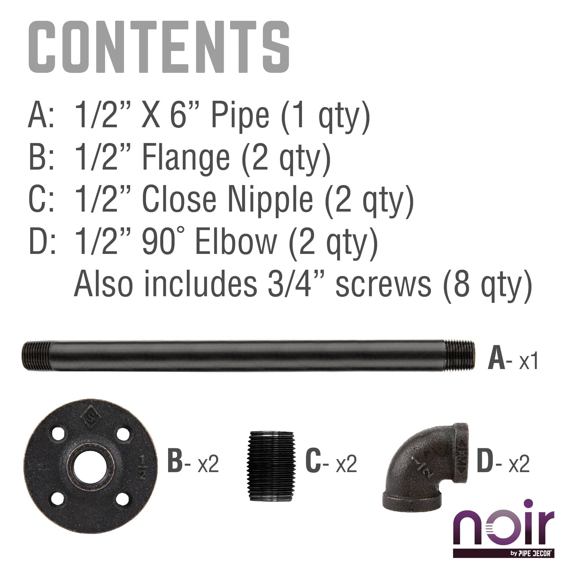 1/2 in. x 6 in. Noir Black Barn Door Handle - 10.5 in. L