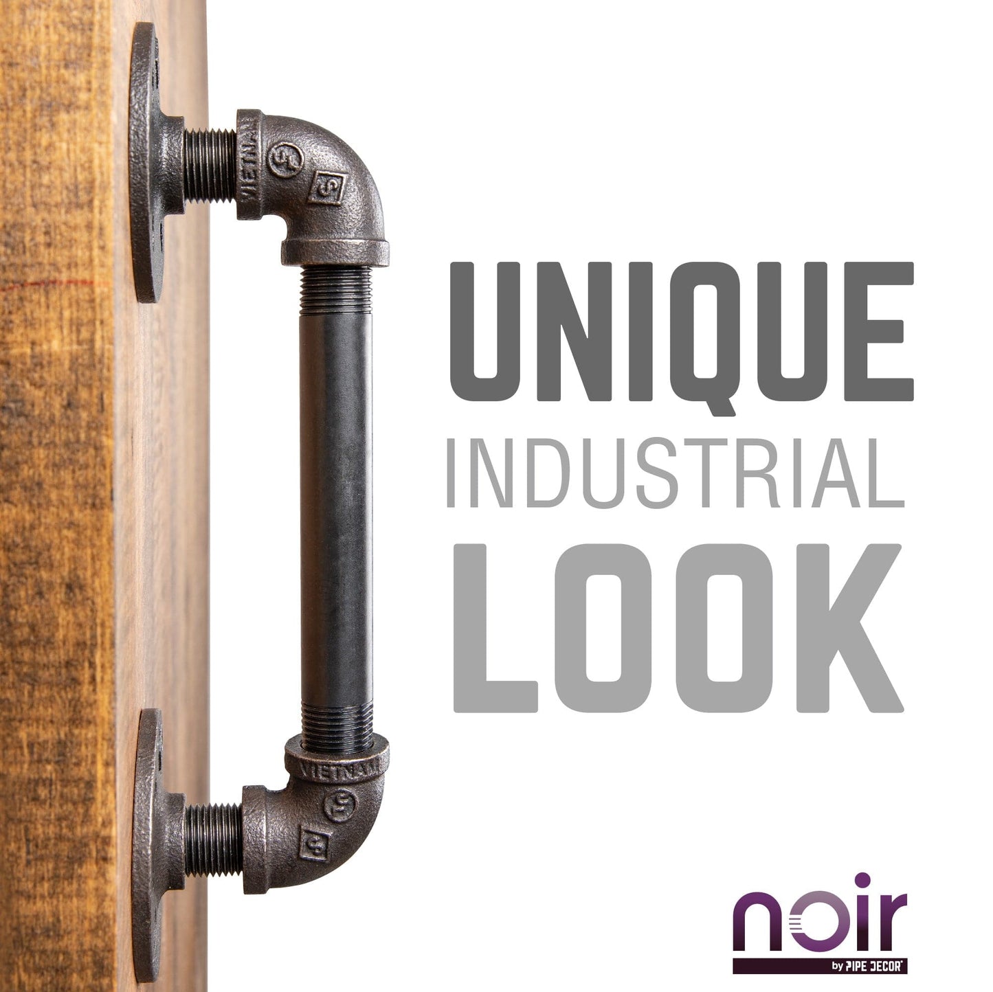 1/2 in. x 6 in. Noir Black Barn Door Handle - 10.5 in. L