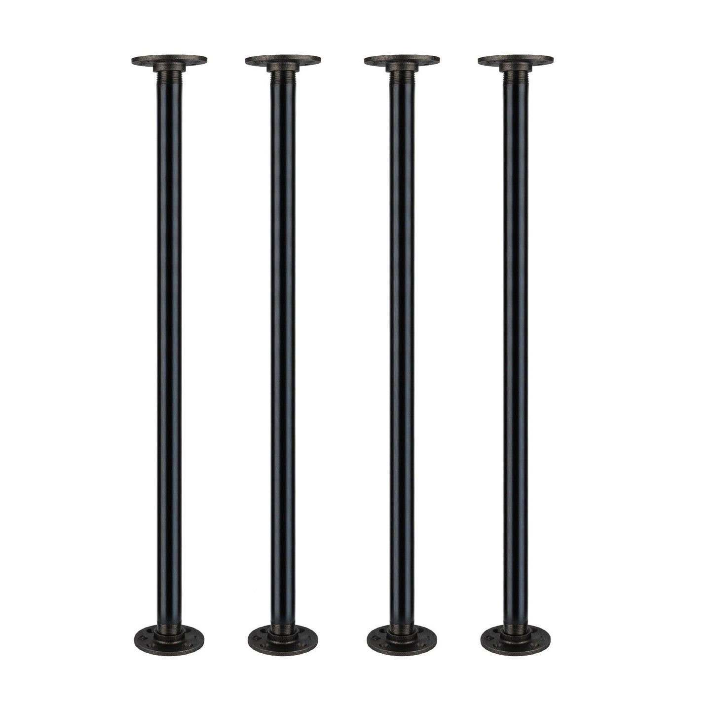 1 in. x 30 in.  Noir Black Round Flange Pipe Table Legs - 4 Pack
