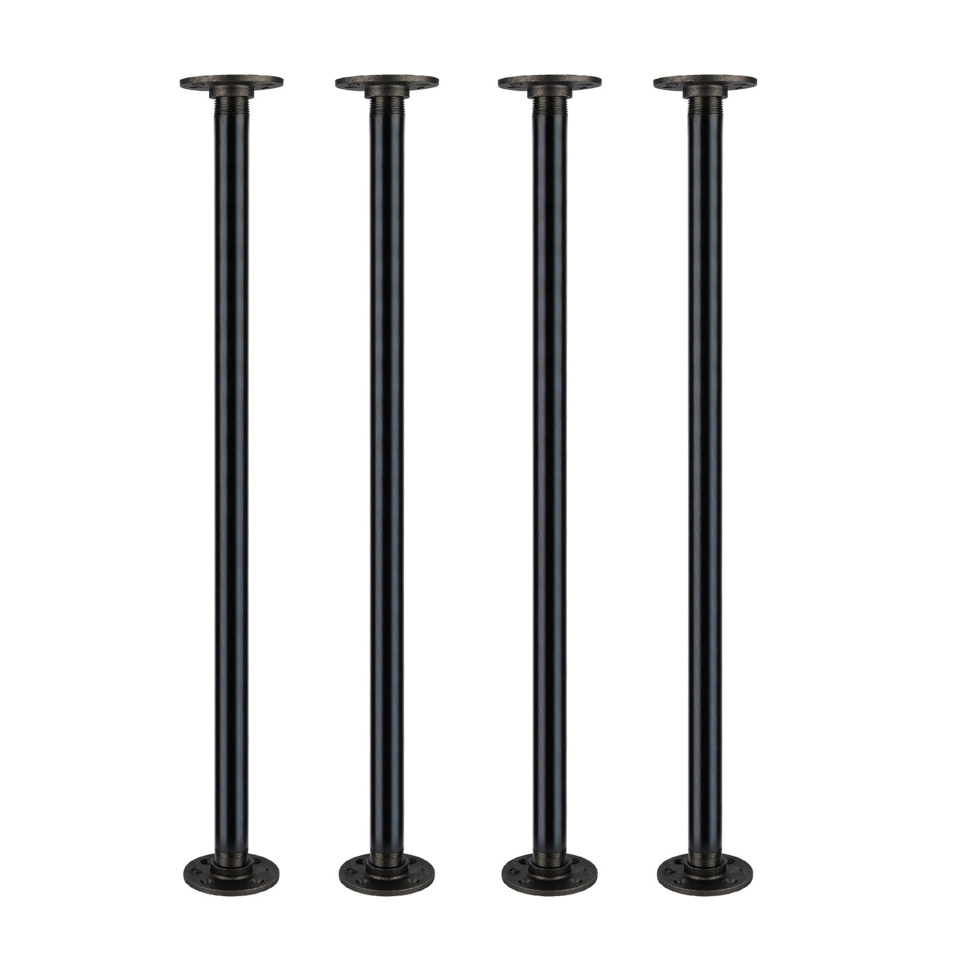 1 in. x 30 in.  Noir Black Round Flange Pipe Table Legs - 4 Pack