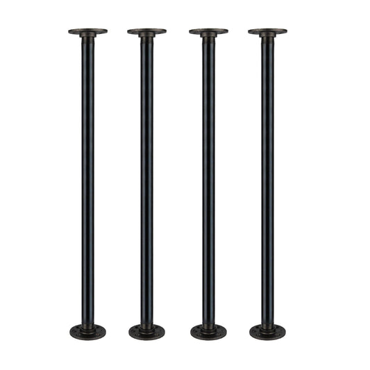 1 in. x 30 in.  Noir Black Round Flange Pipe Table Legs - 4 Pack
