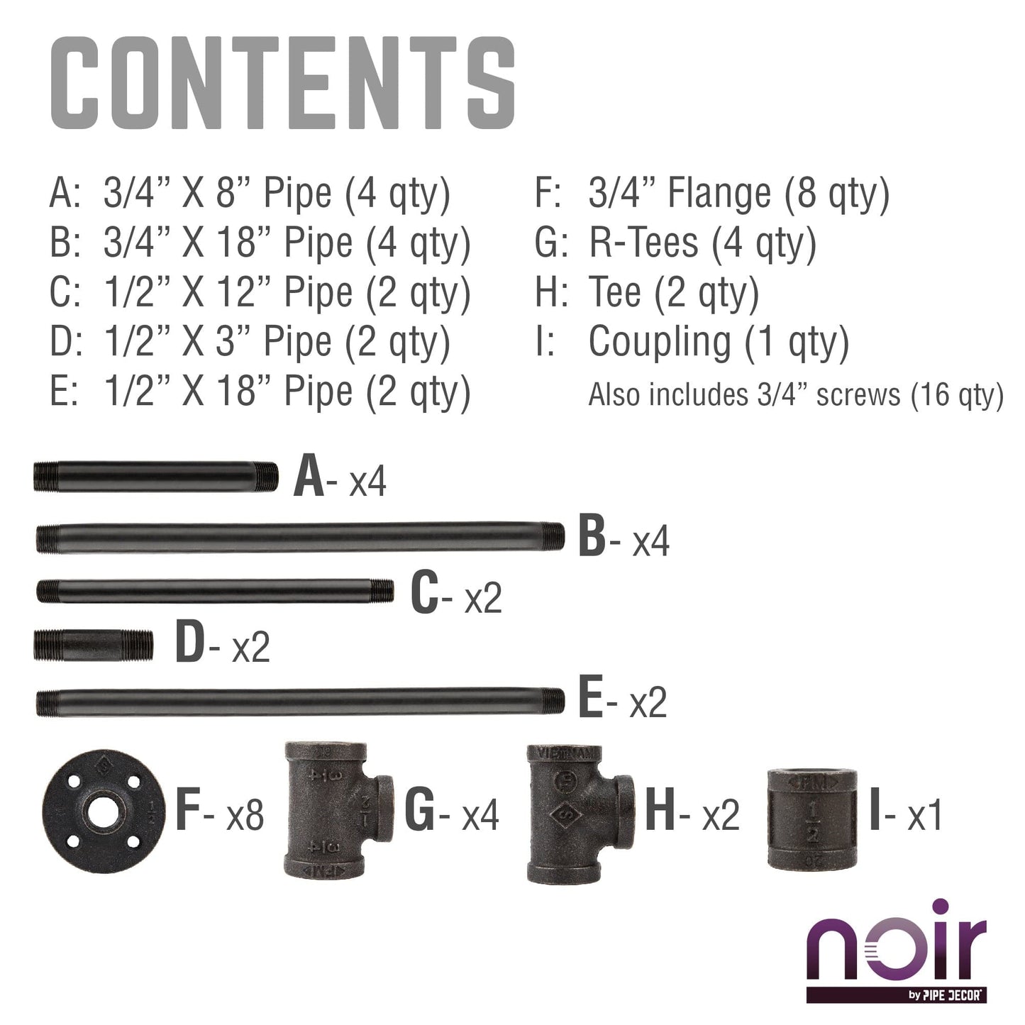 Noir Black H Desk by PIPE DECOR