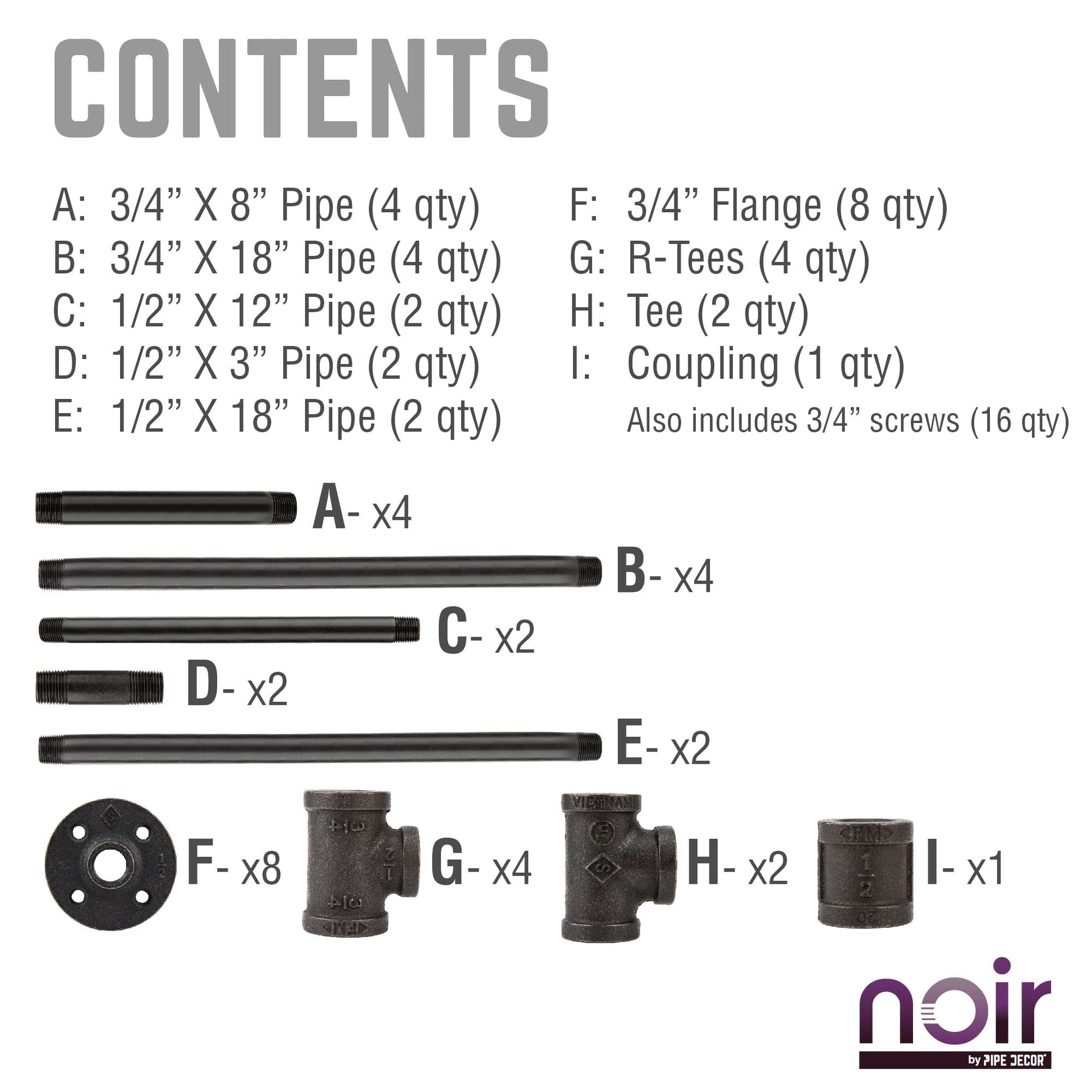 Noir Black H Desk by PIPE DECOR