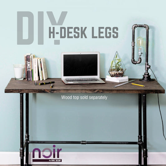 Noir Black H Desk by PIPE DECOR