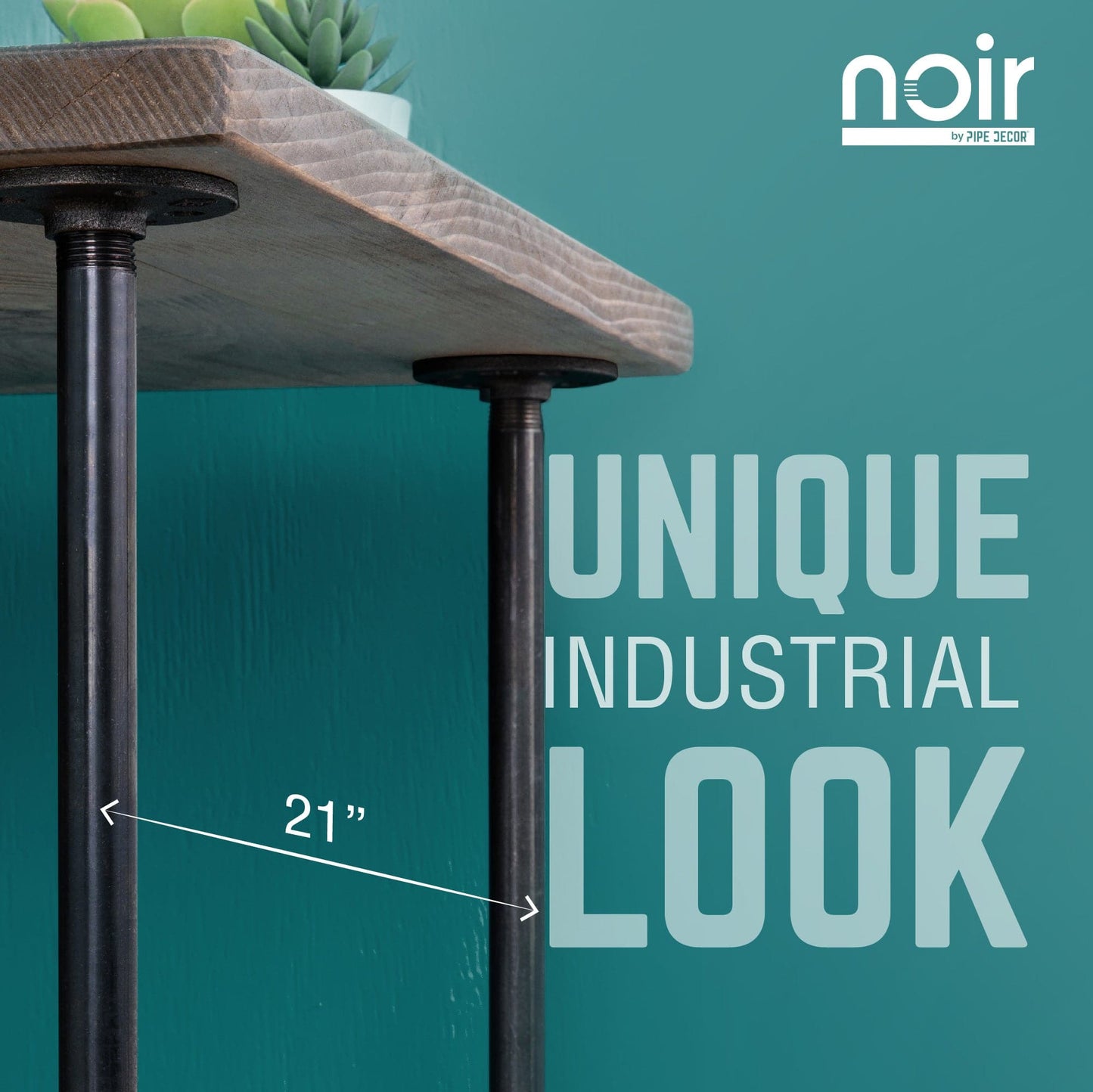 Noir Black H Desk by PIPE DECOR