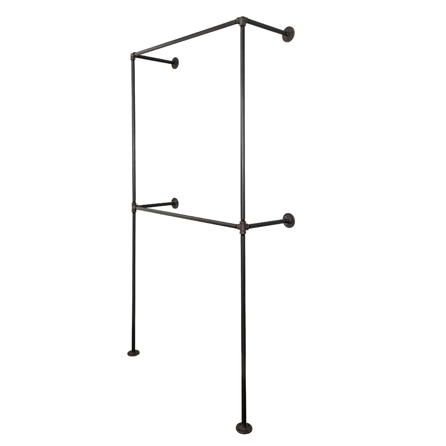 Noir Black Wall Mounted Double Hung Clothing Rack