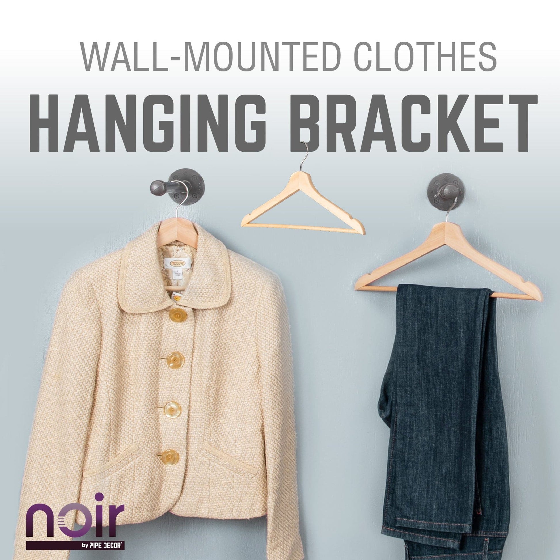 1/2 in. x 12 in. Noir Black Clothing Hanging Bracket Kit, 4 Pack