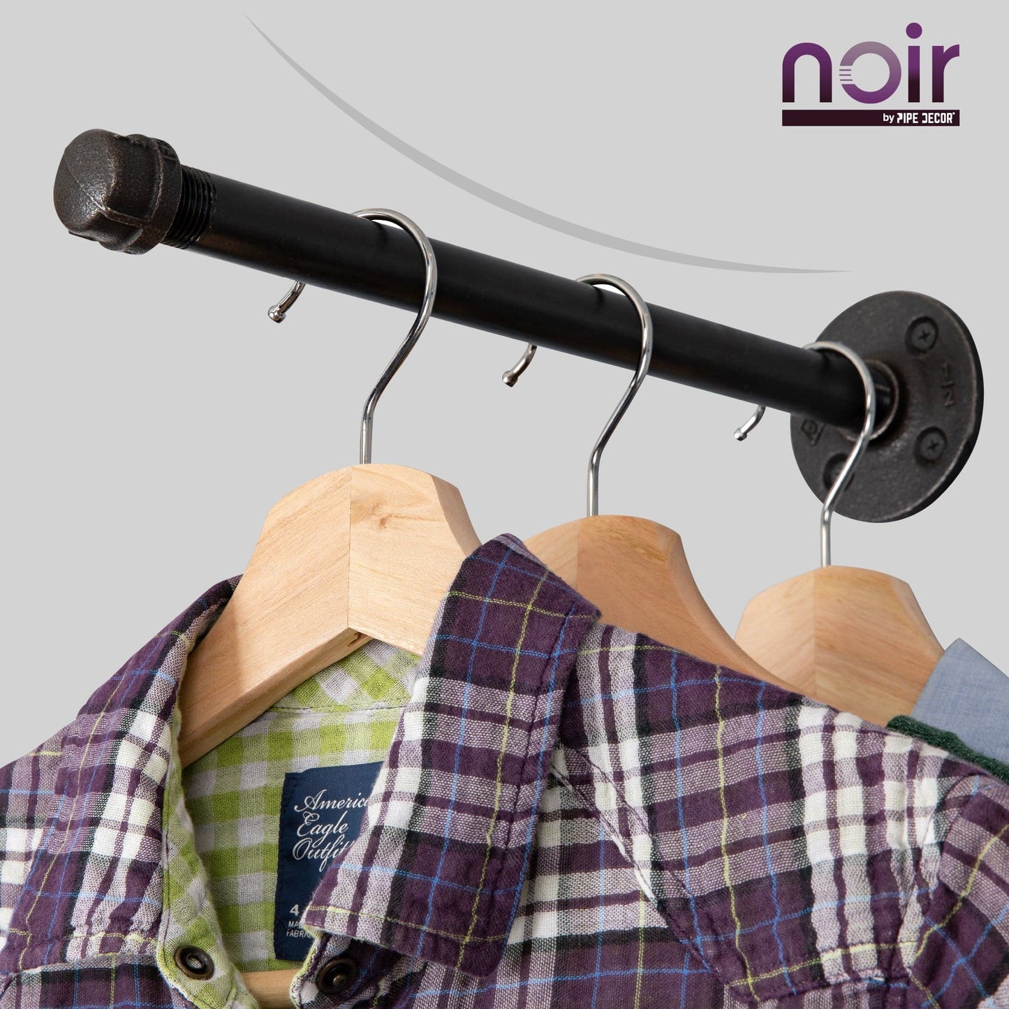 1/2 in. x 12 in. Noir Black Clothing Hanging Bracket Kit, 4 Pack