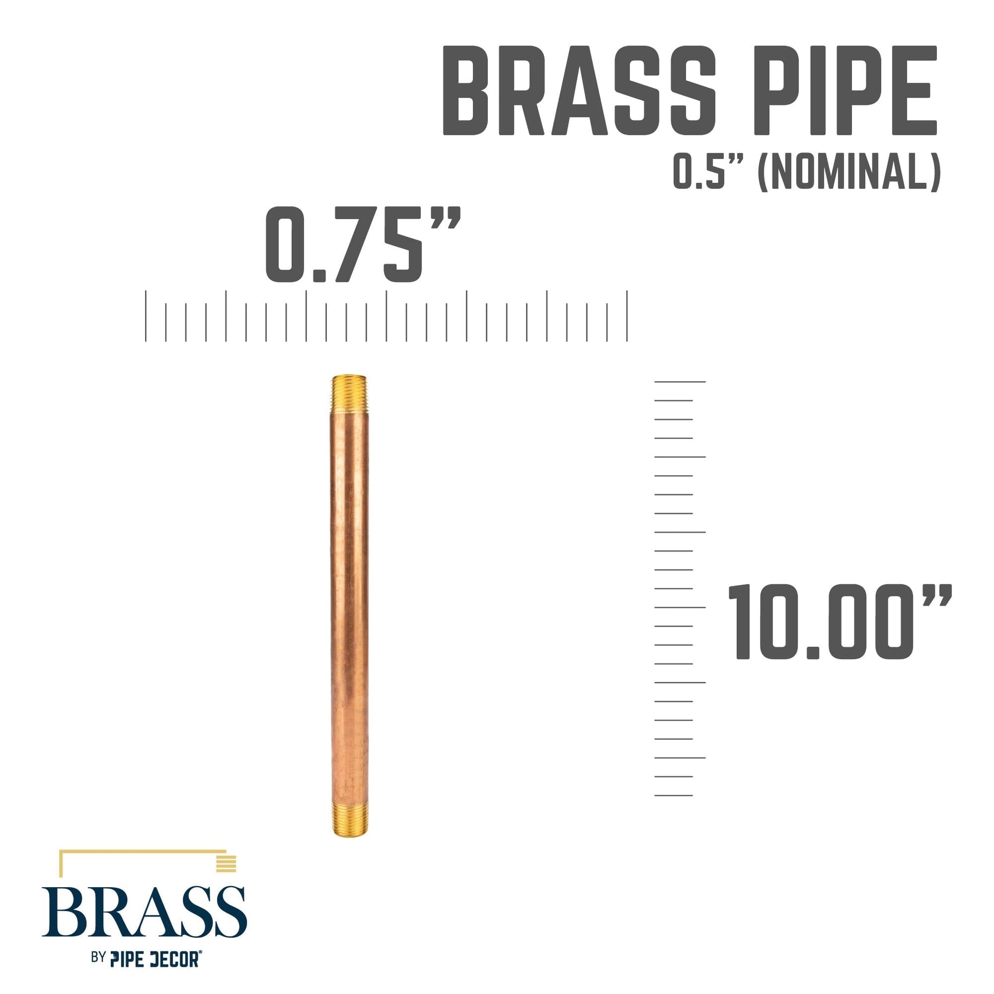 1/2 in. x 10 in. Red Brass Pipe