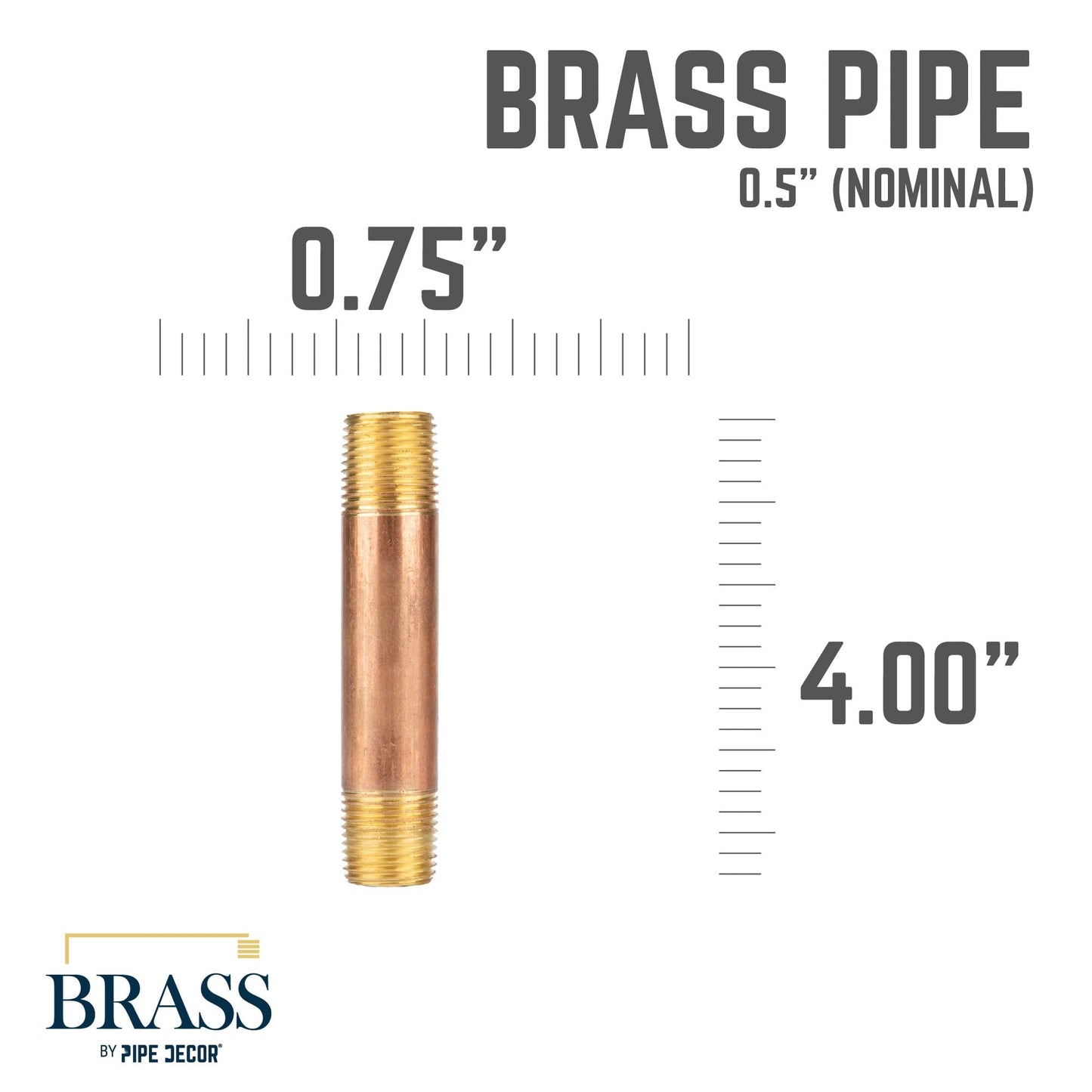 1/2 in. x 4 in. Red Brass Pipe