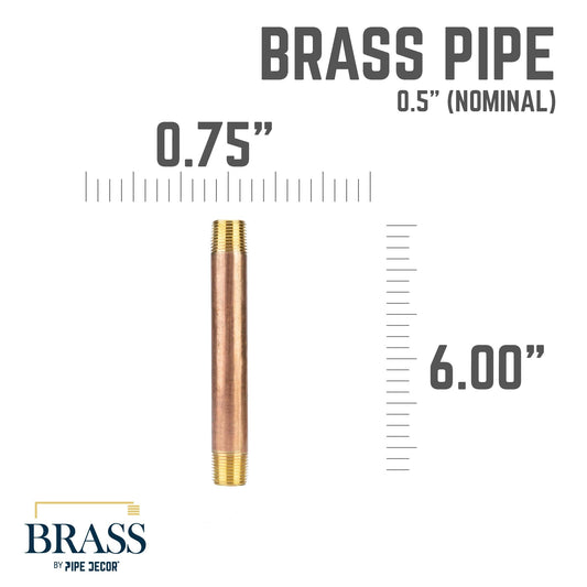 1/2 in. x 6 in. Red Brass Pipe