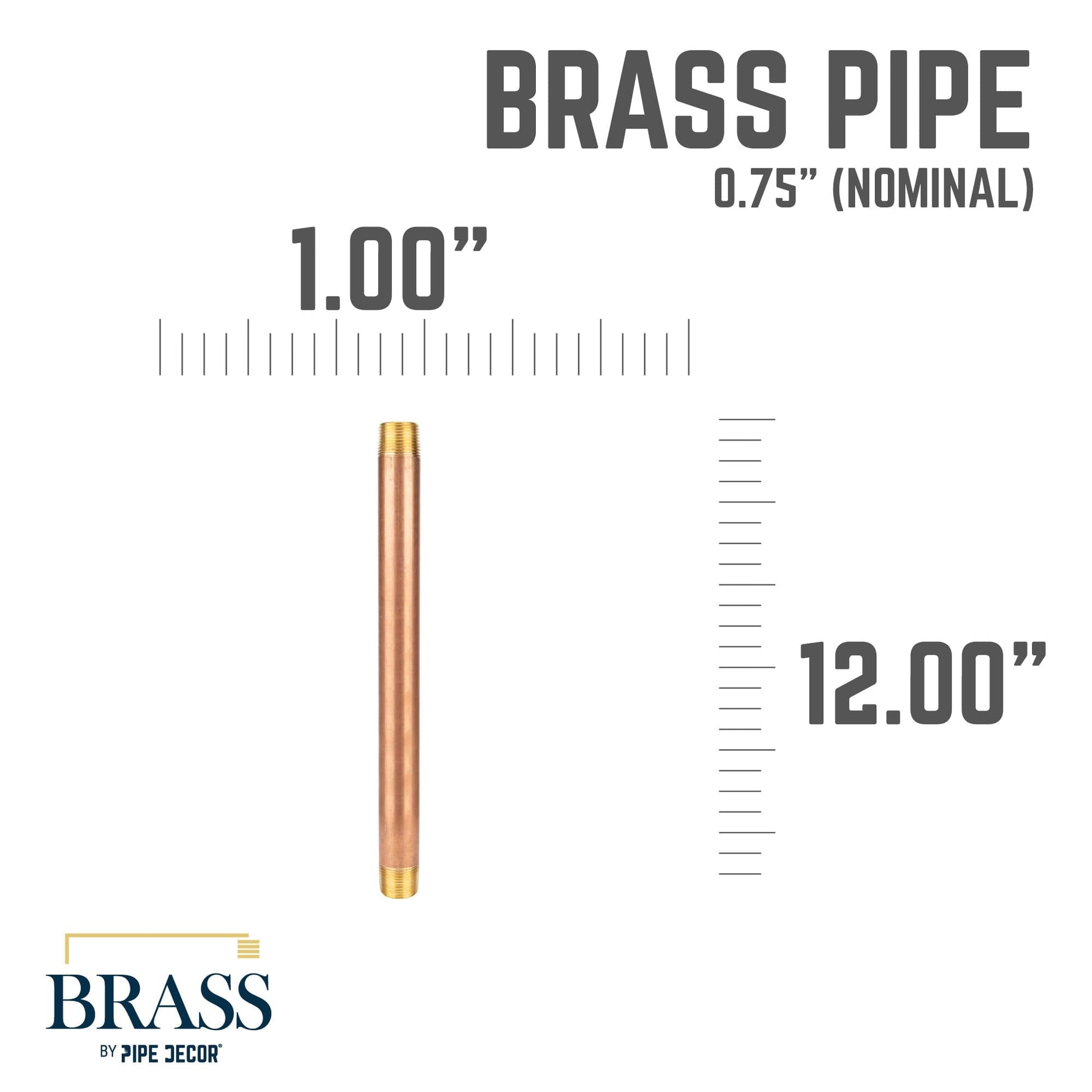 3/4 in. x 12 in. Red Brass Pipe