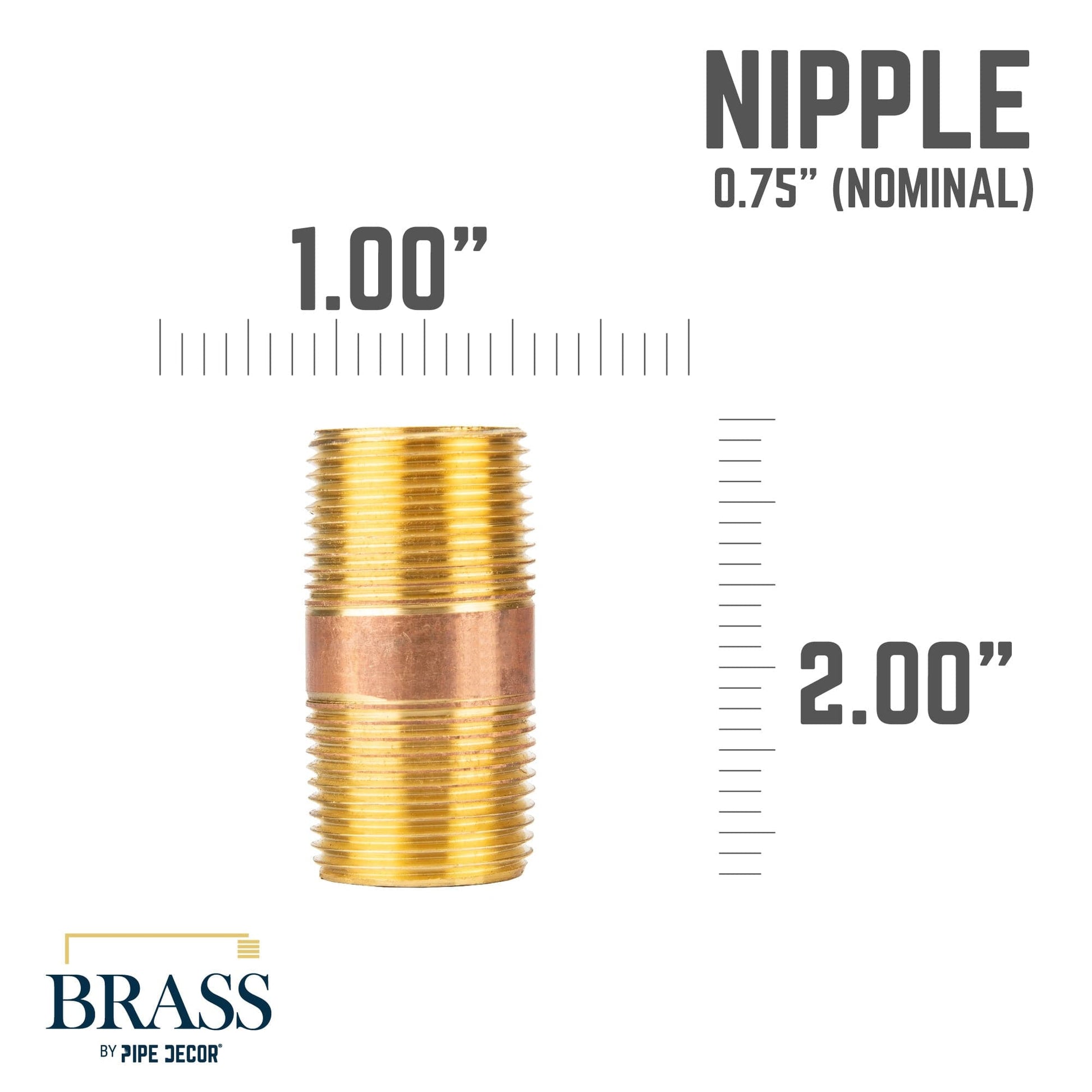 3/4 in. x 2 in. Red Brass Pipe