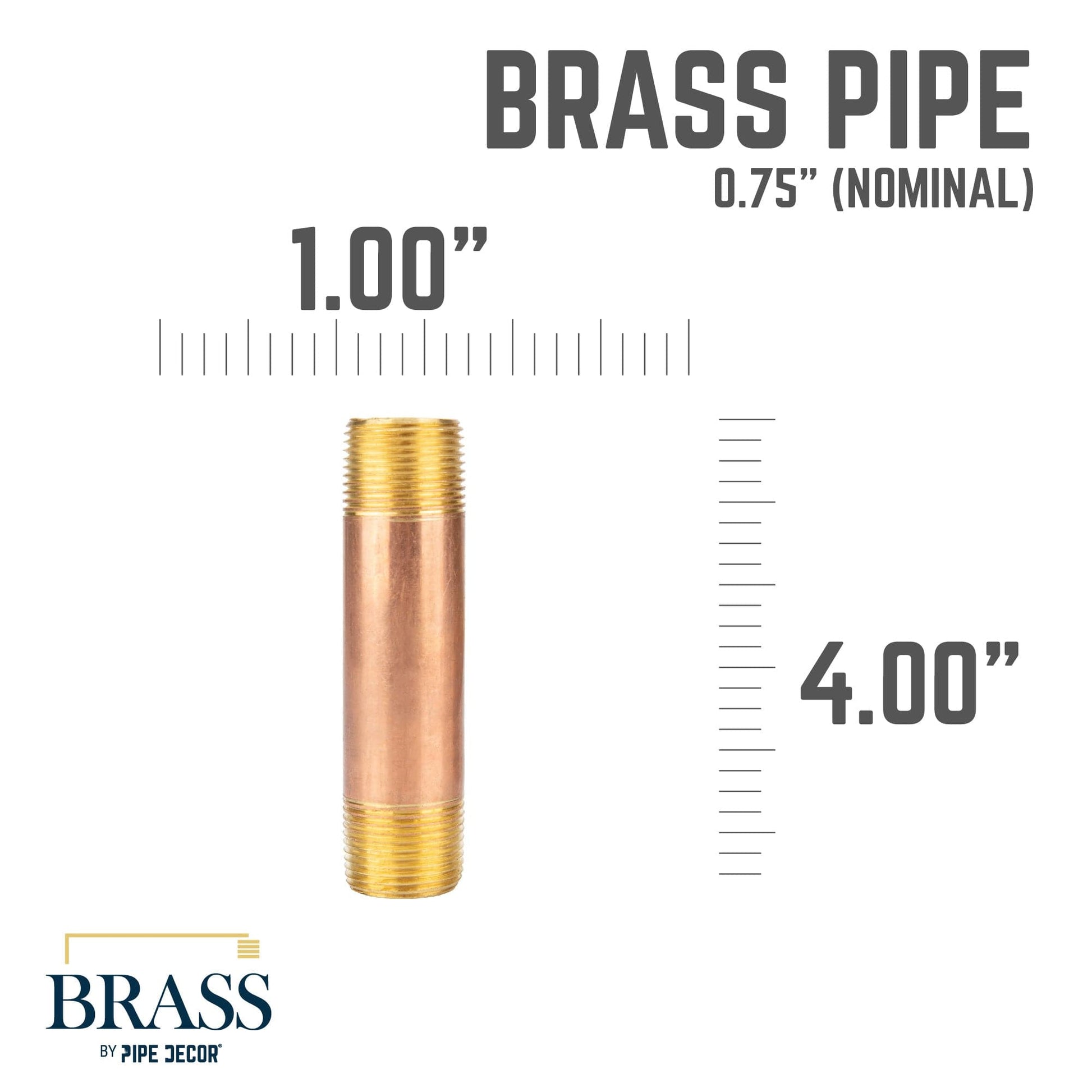3/4 in. x 4 in. Red Brass Pipe