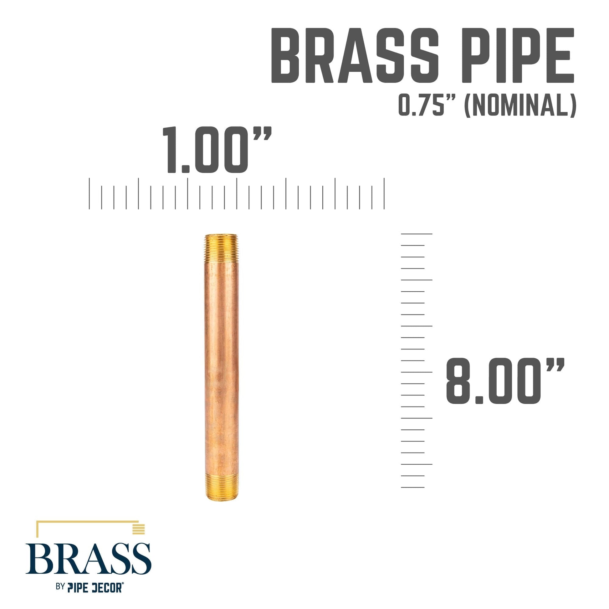 3/4 in. x 8 in. Red Brass Pipe