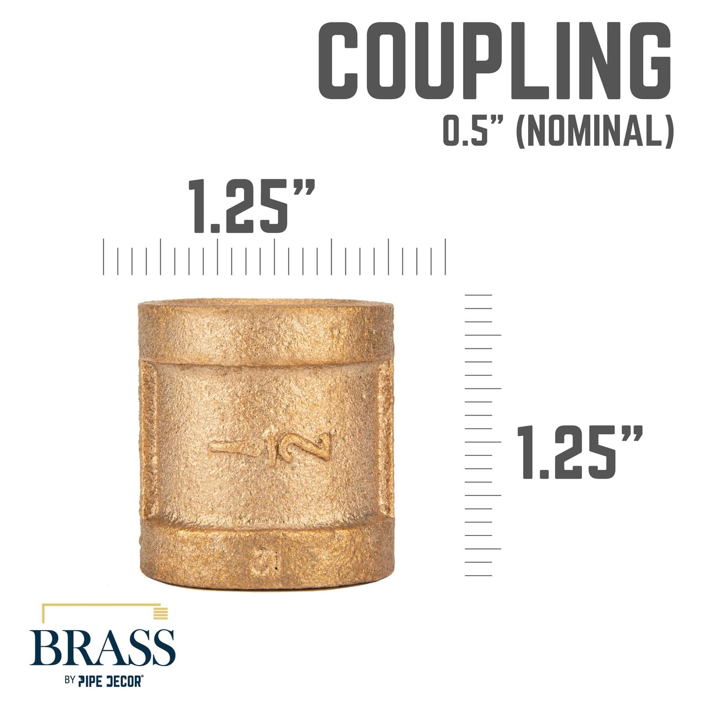 1/2 in. Red Brass Coupling