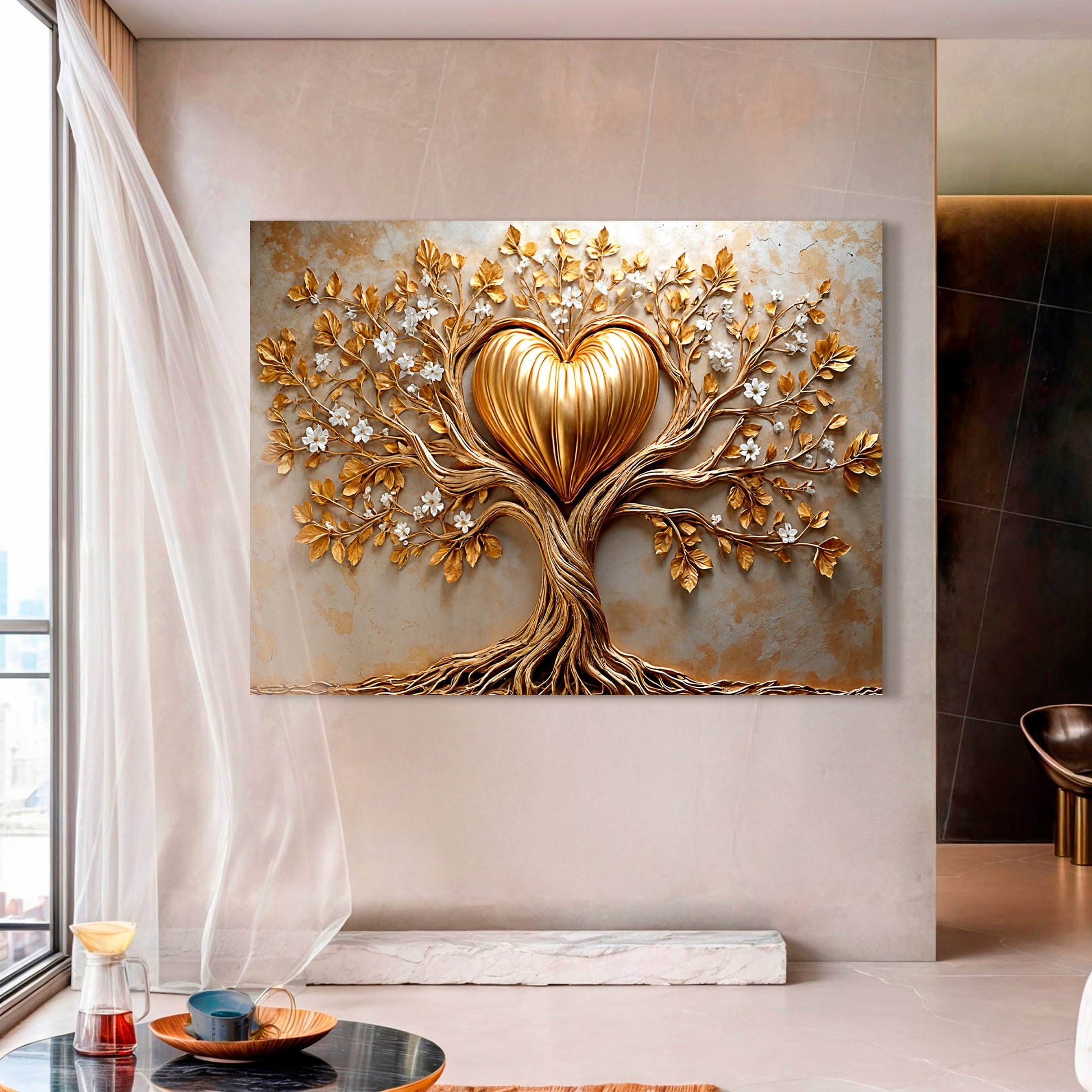 Golden Tree Heart Wall Art