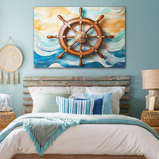 Sailboat Ship Wheel Coastal Wall Art II