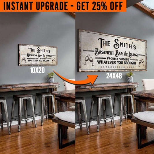 Upgrade Your 'Basement Bar and Lounge' (Style 1) Canvas To 24x48 Inches