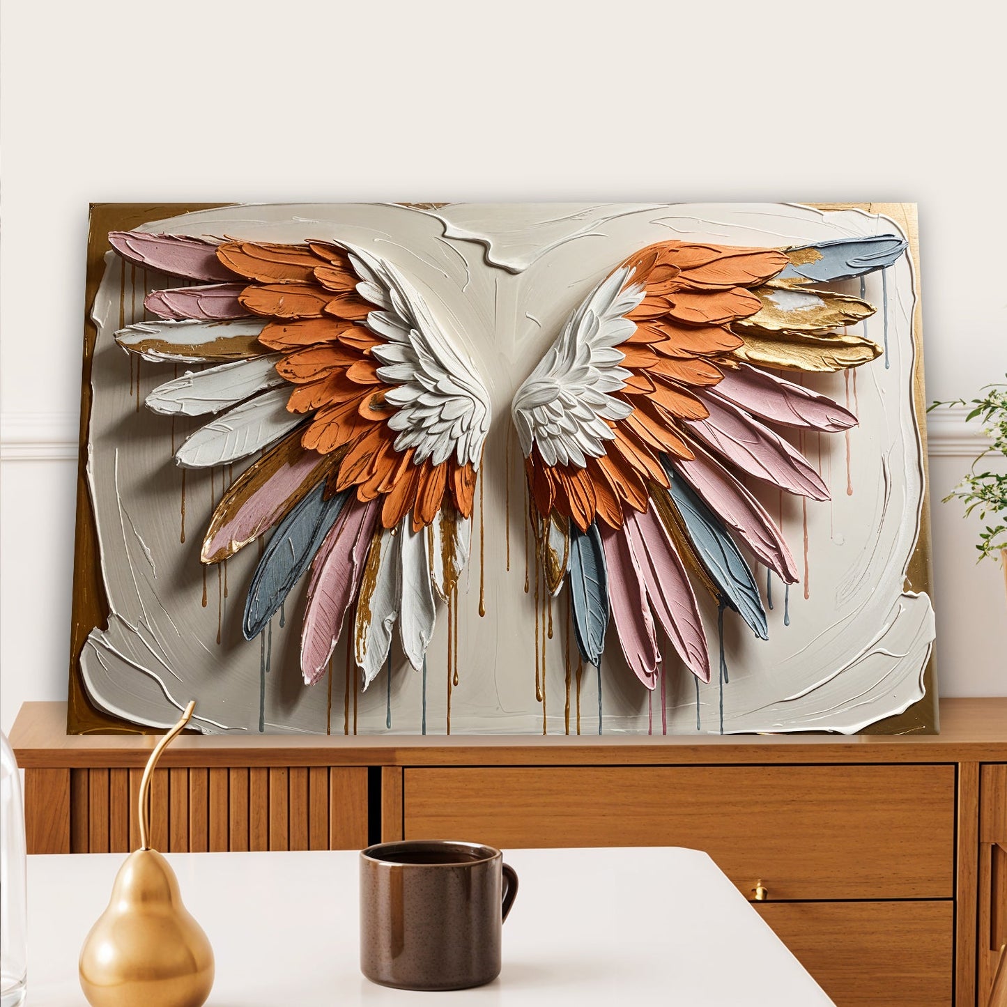 Angelic Wings Impasto Wall Art