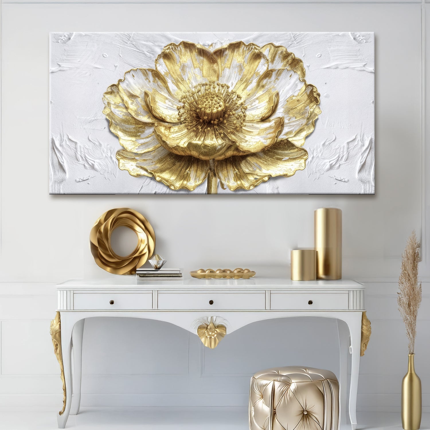 Golden Dandelion Minimalist Abstract Wall Art V