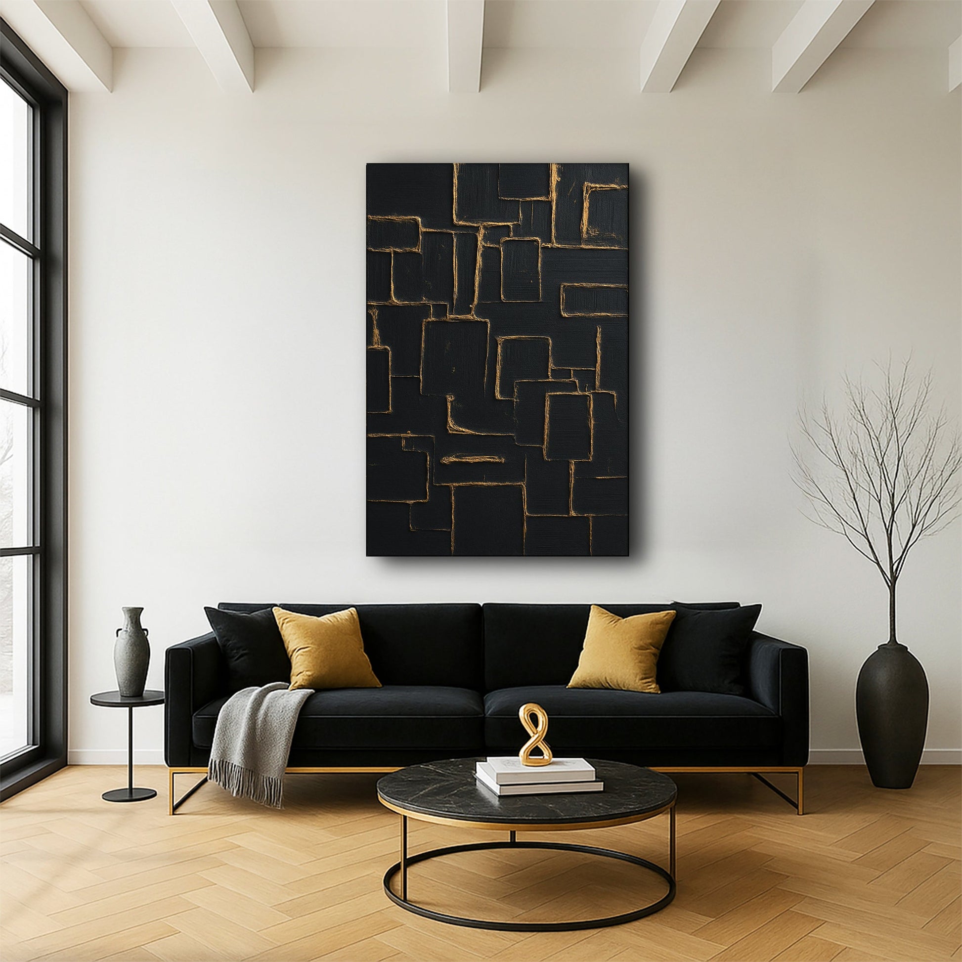 Contemporary Black and Gold Wall Art