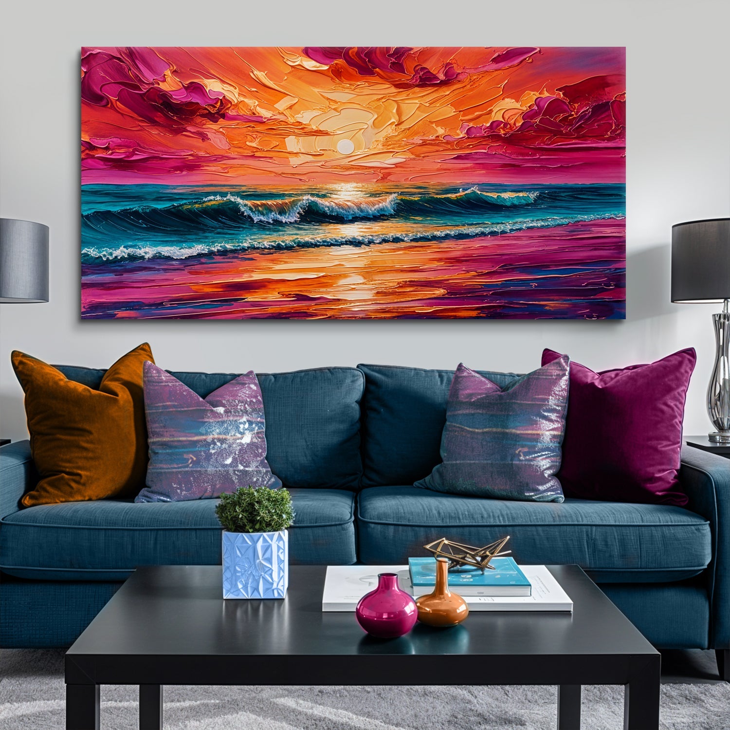 Coastal Sunset Impasto Wall Art
