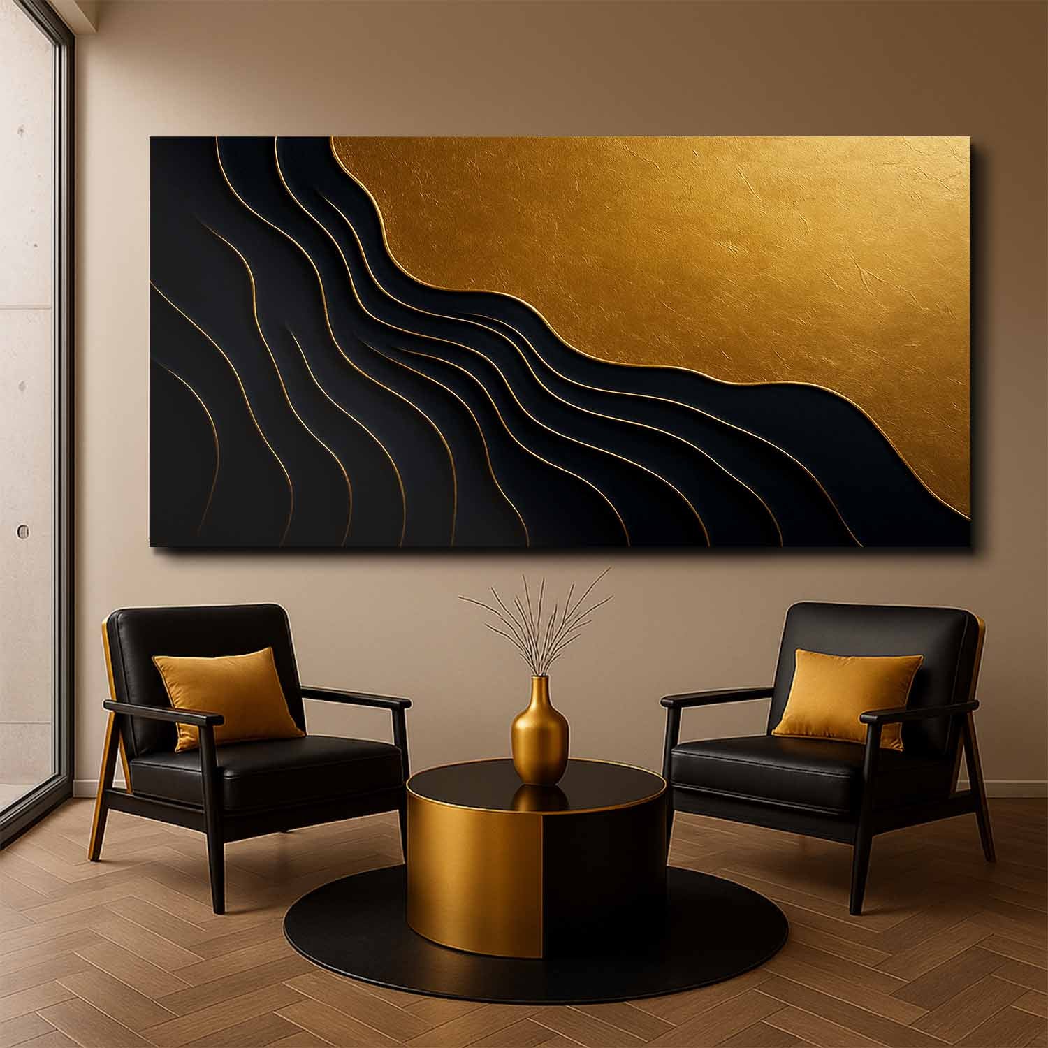 Black And Gold Minimalist Abstract IX