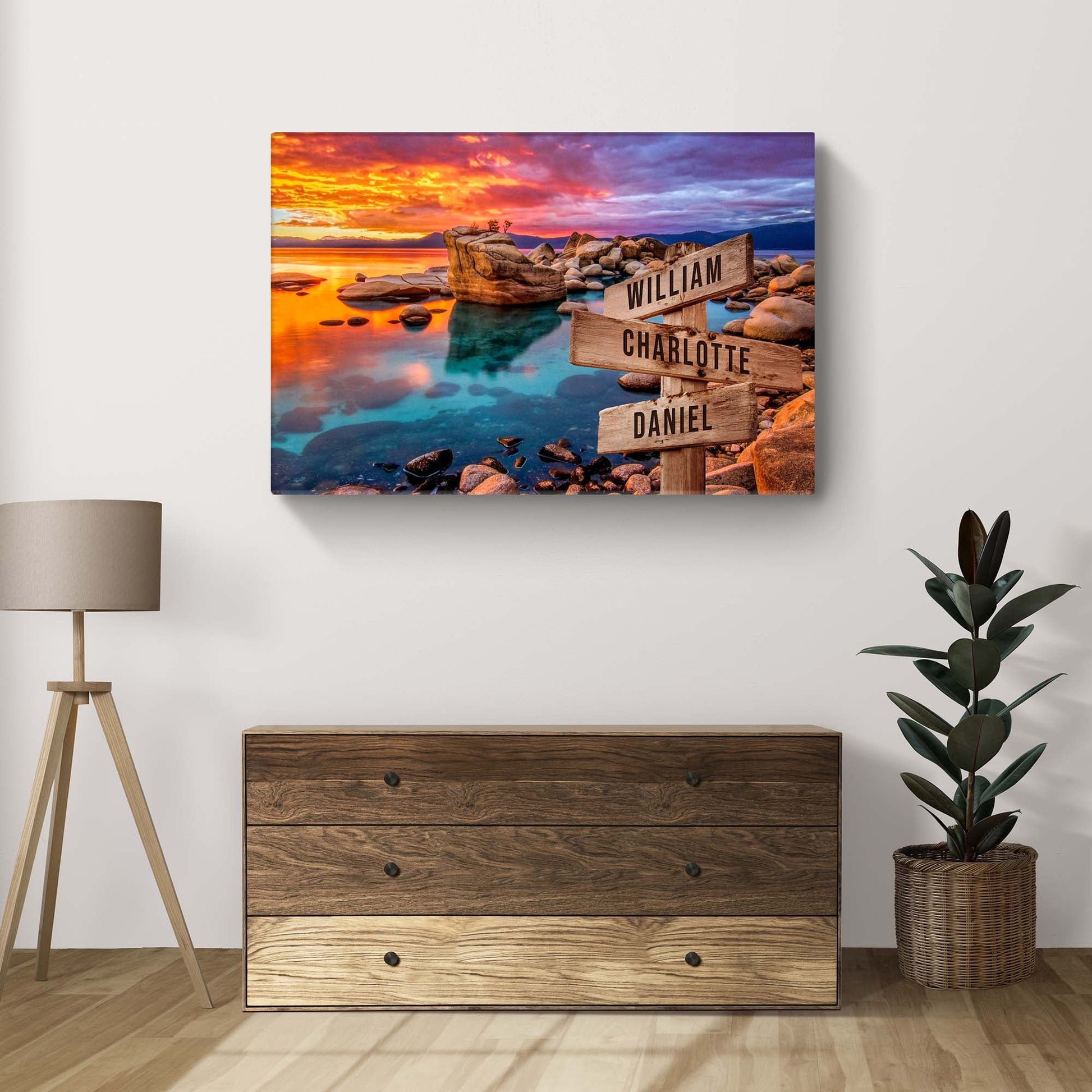 Sunset Beach Skies Family Names Sign