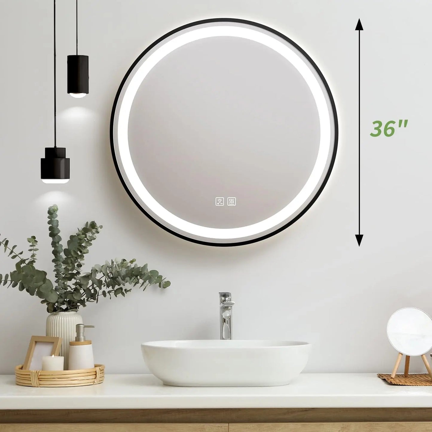 4 in 1 Blacklit Framed Round LED Bathroom Mirror