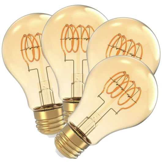 4 Pack - Dimmable LED Spiral Vintage 60W Eq.