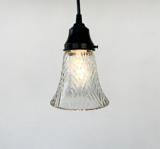 Clear Chevron Ribbed Vintage Pendant
