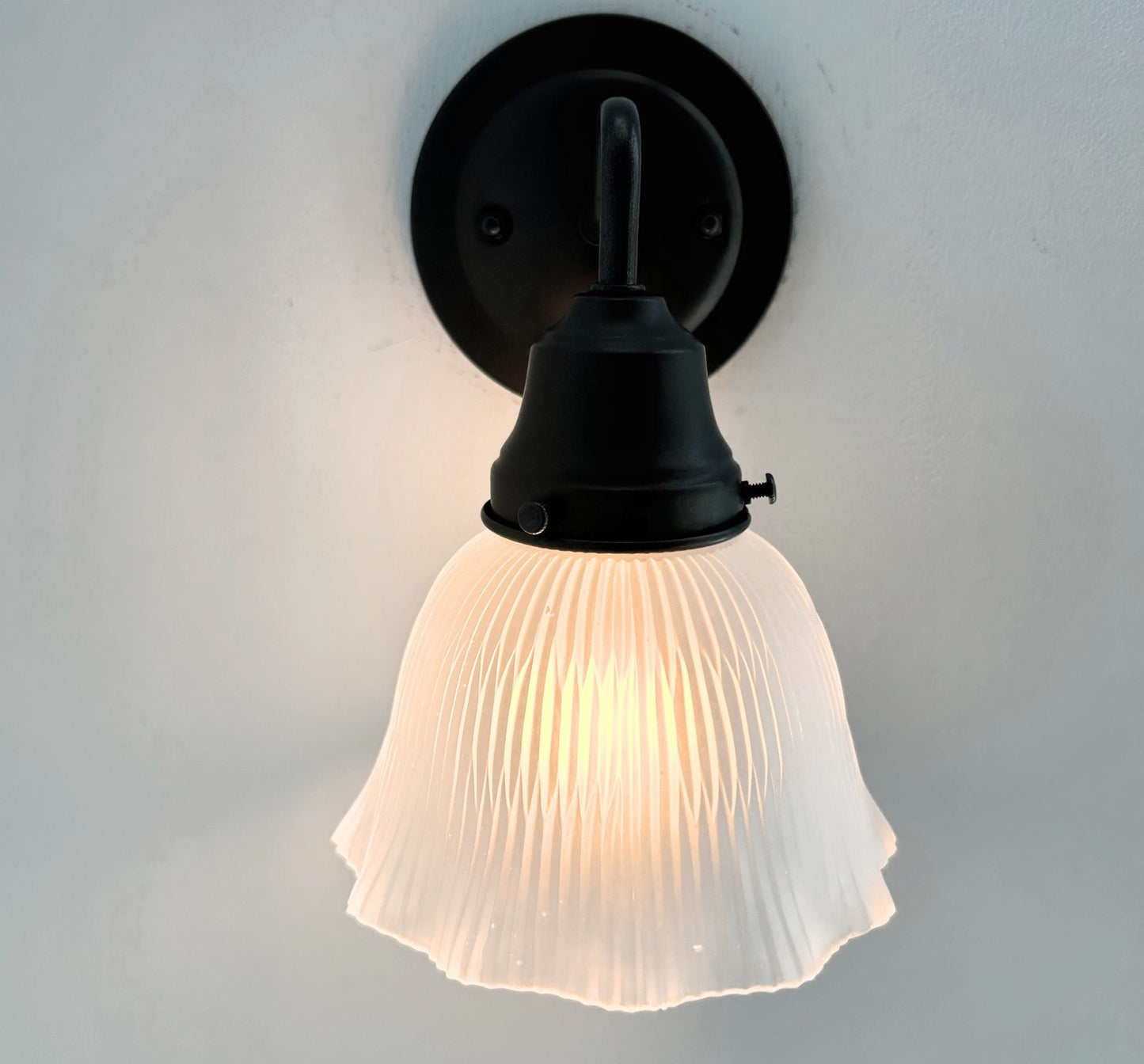 Antique Frosted 1930's Ruffle Glass Wall Sconce