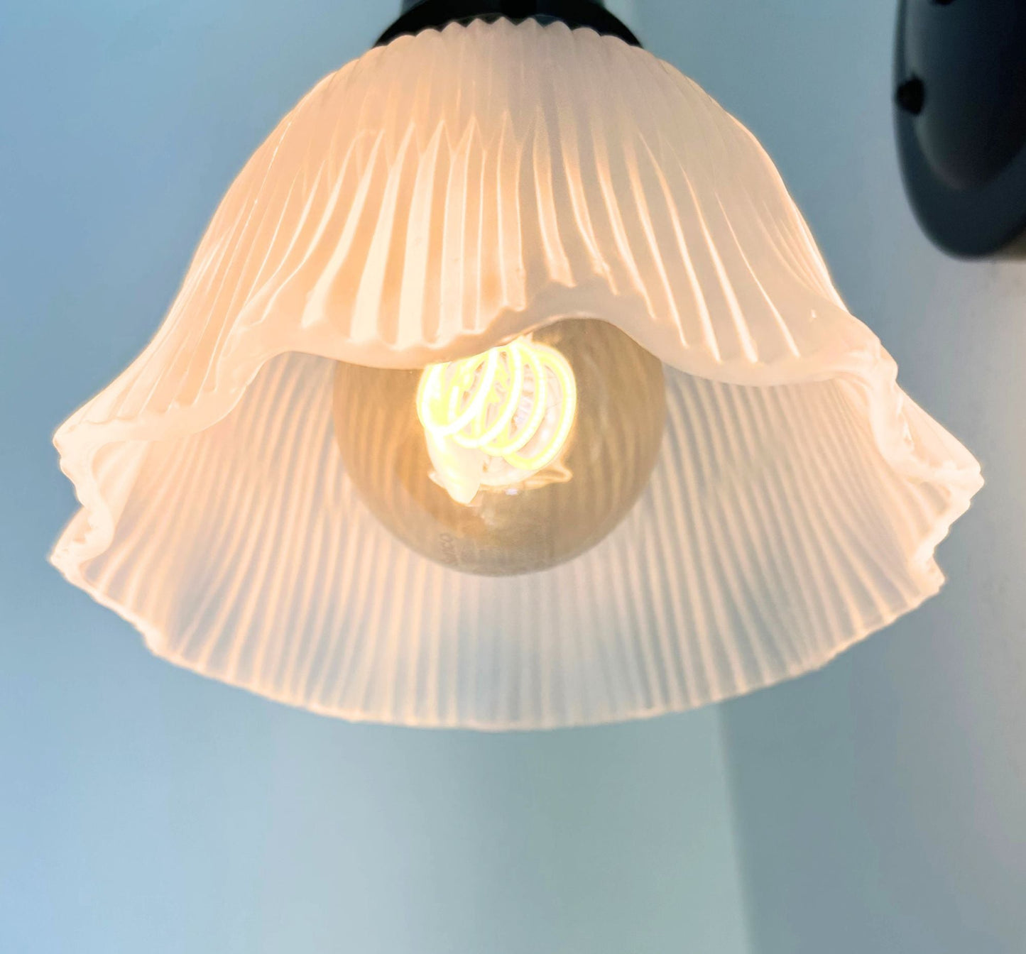 Antique Frosted 1930's Ruffle Glass Wall Sconce