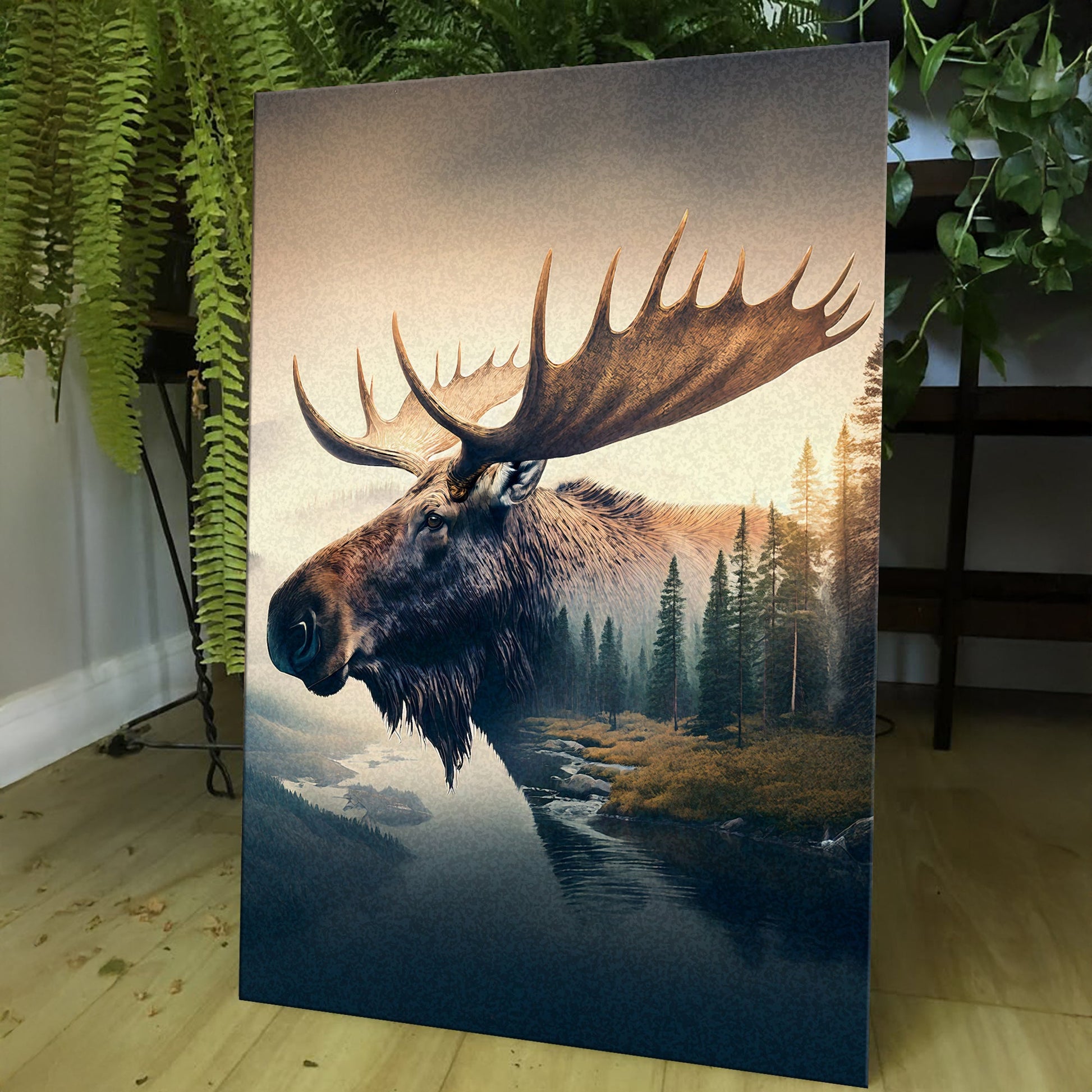 Moose Double Exposure Wall Art
