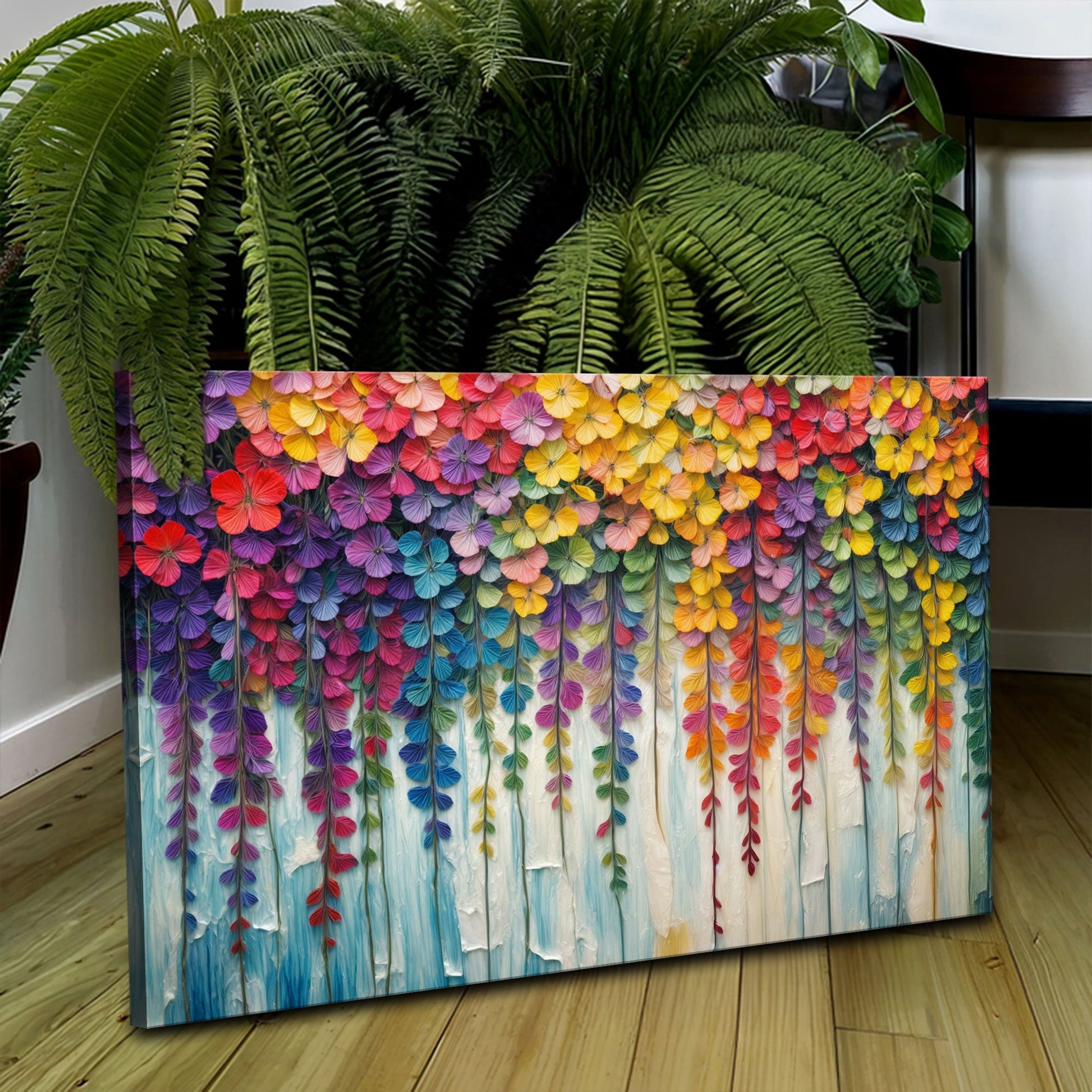 Cascade of Colors Impasto Wall Art