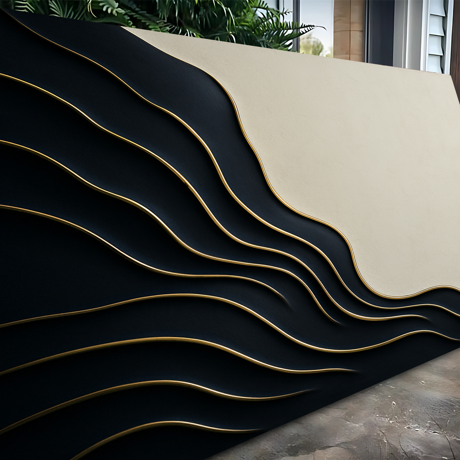 Black and Gold Minimalist Abstract Wall Art