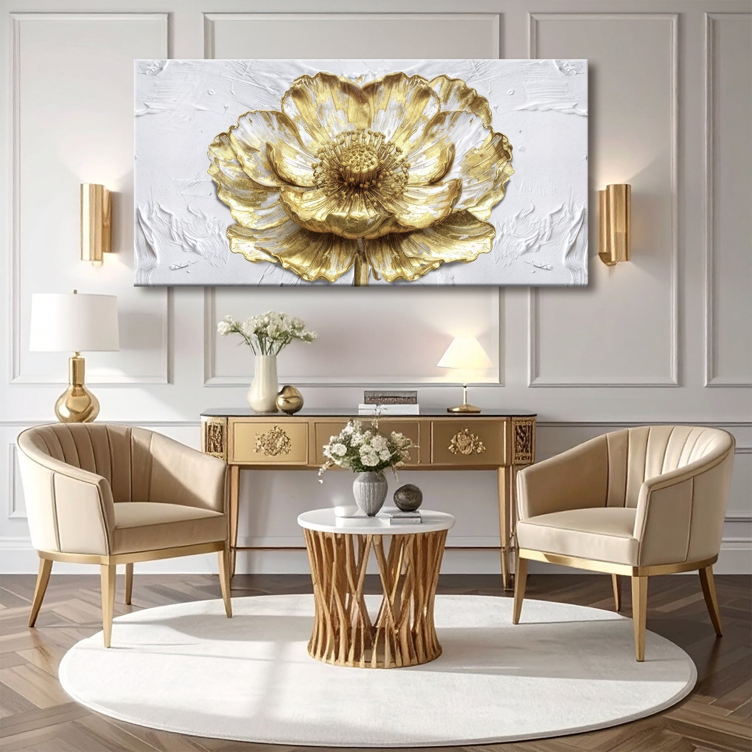 Golden Dandelion Minimalist Abstract Wall Art V