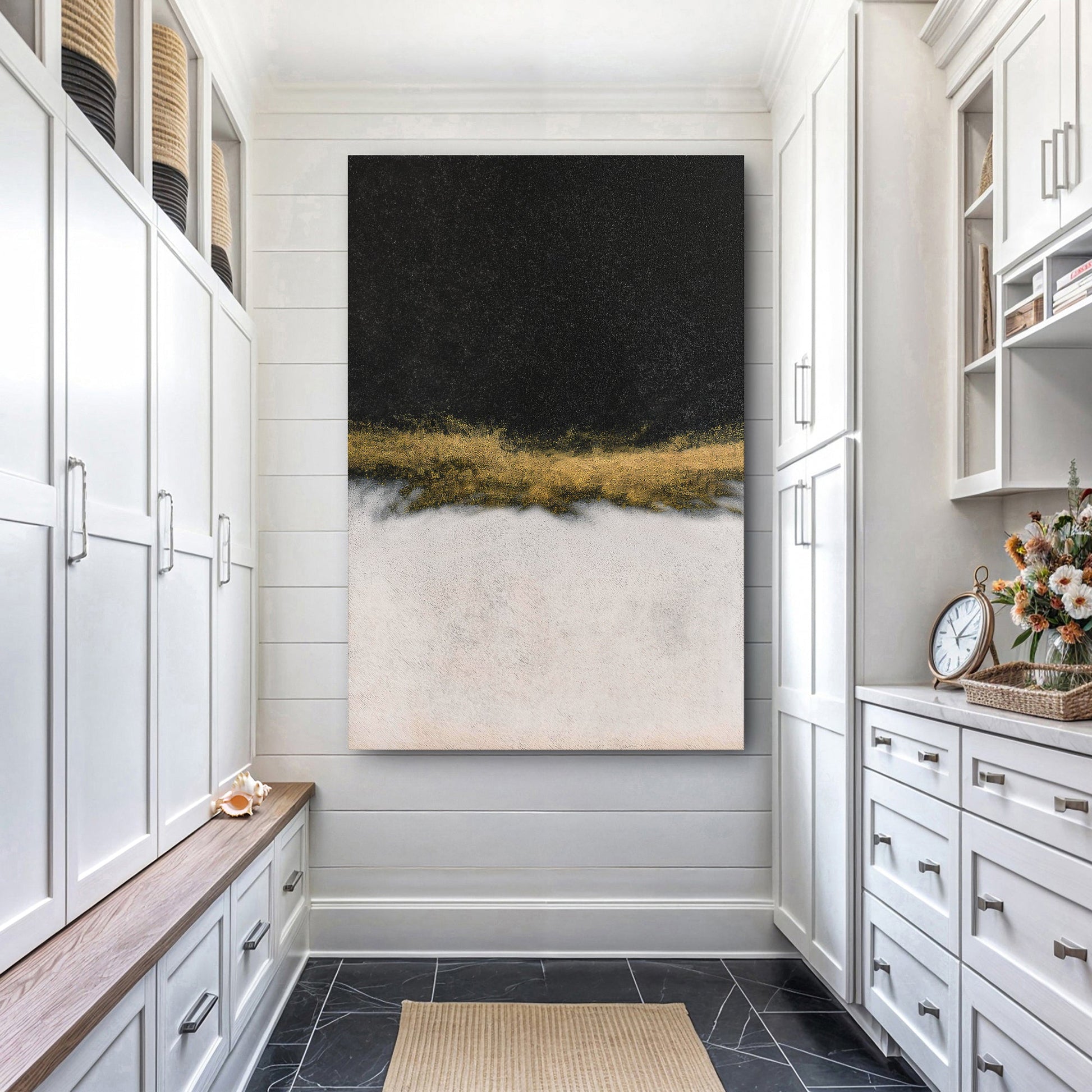 Minimalist Black and Gold Wall Art II