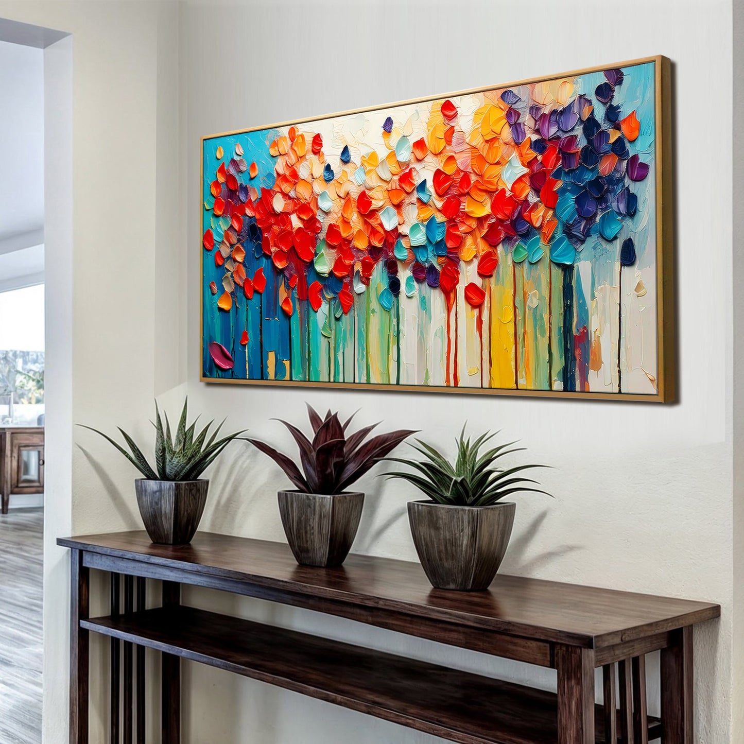 Colorful Petals Impasto Wall Art