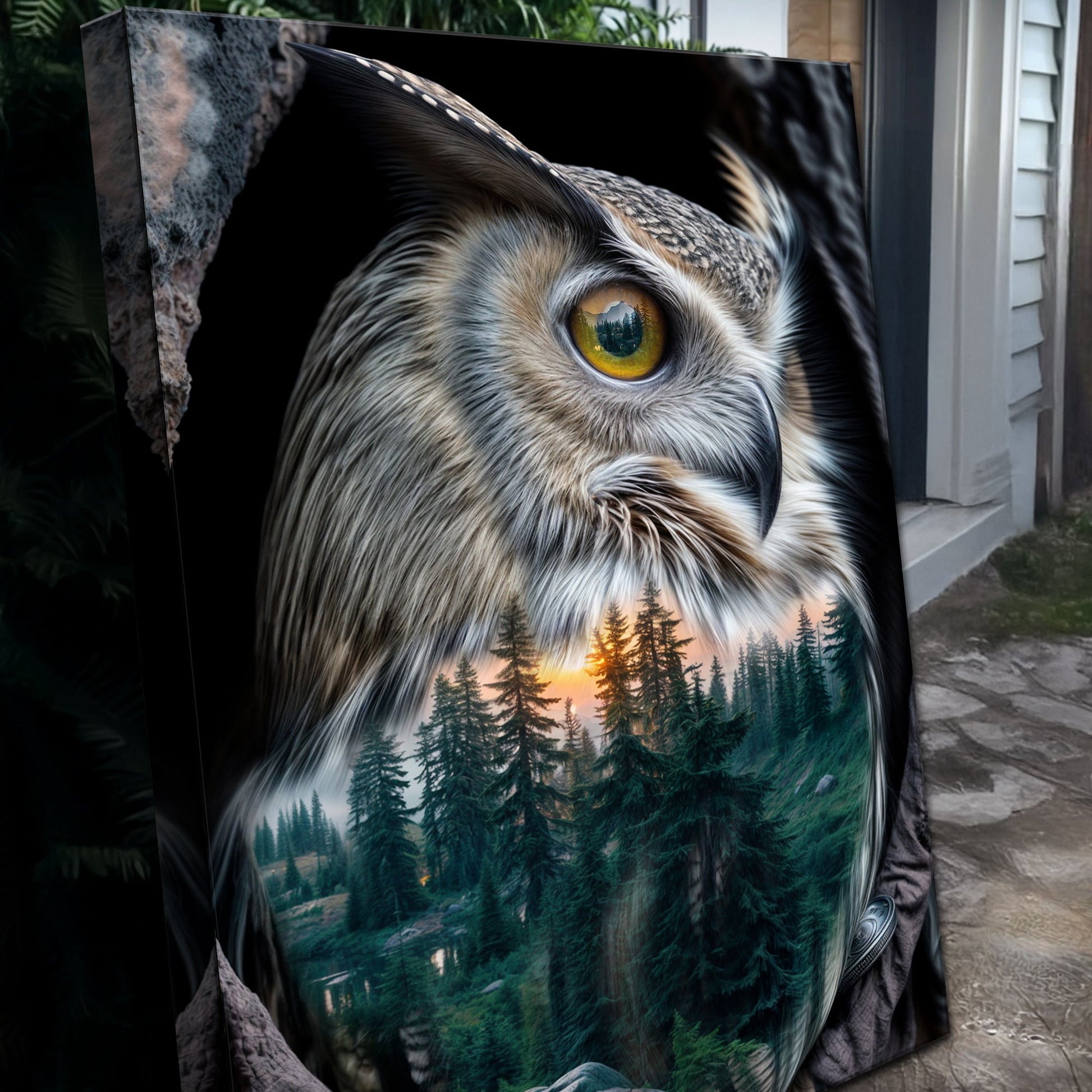 Owl Double Exposure Wall Art