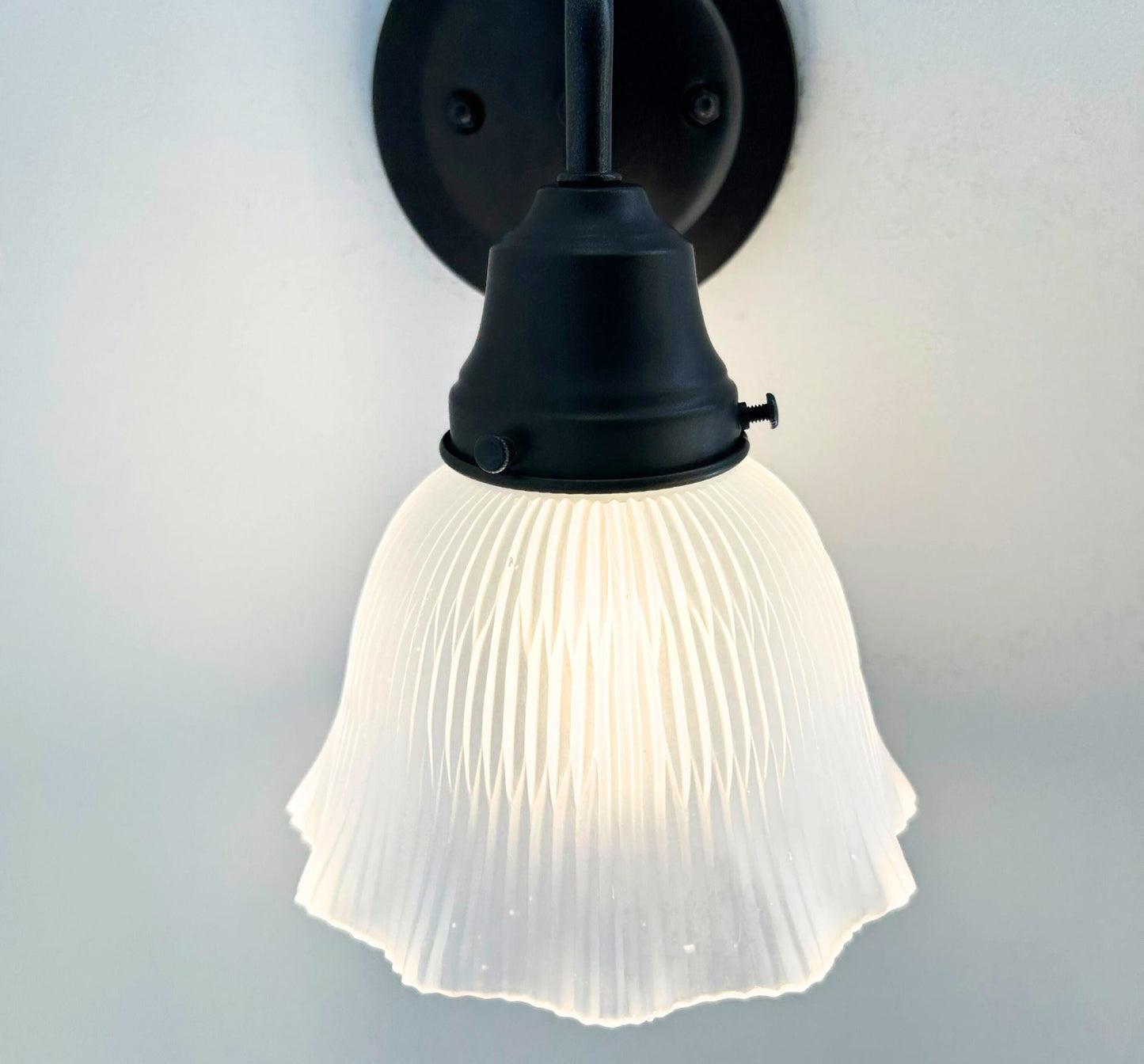 Antique Frosted 1930's Ruffle Glass Wall Sconce