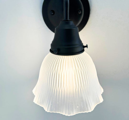 Antique Frosted 1930's Ruffle Glass Wall Sconce