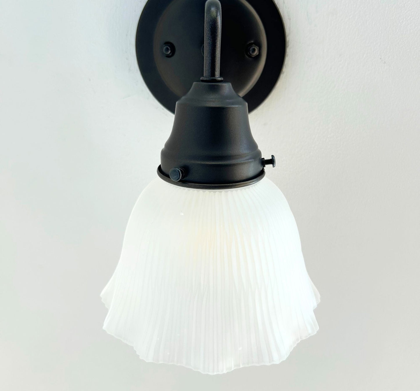 Antique Frosted 1930's Ruffle Glass Wall Sconce