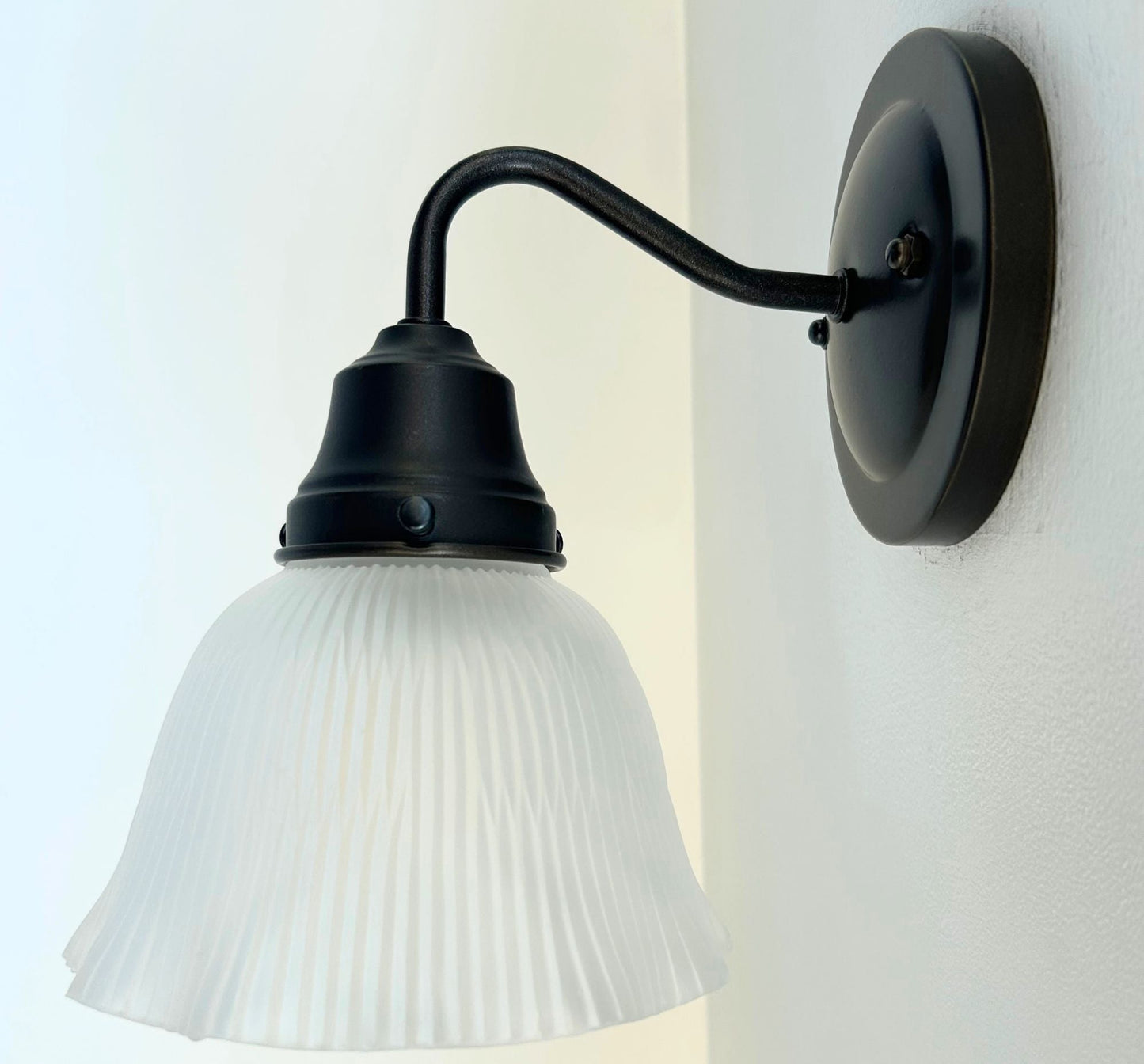 Antique Frosted 1930's Ruffle Glass Wall Sconce