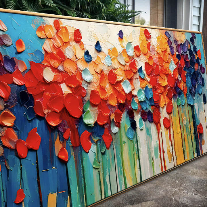 Colorful Petals Impasto Wall Art