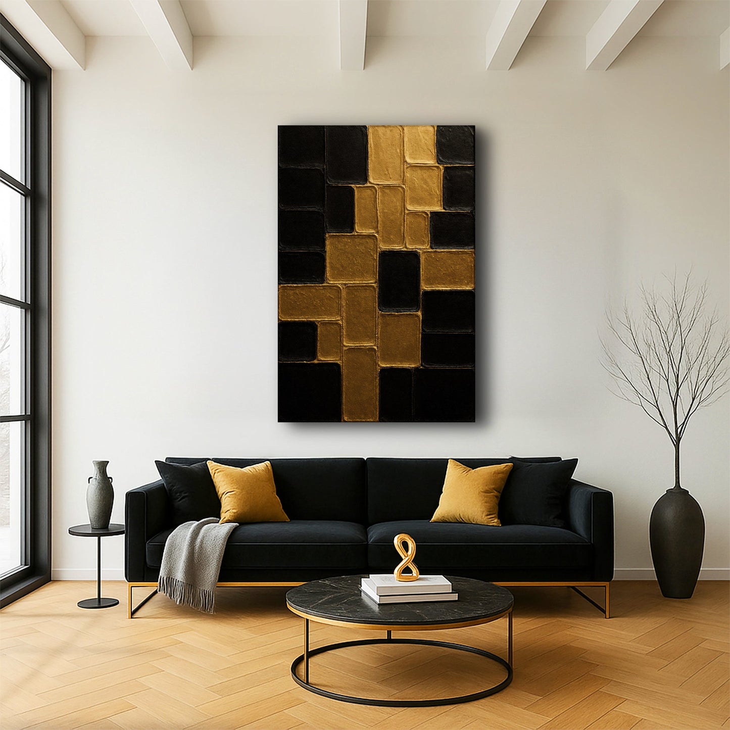 Contemporary Black and Gold Wall Art II