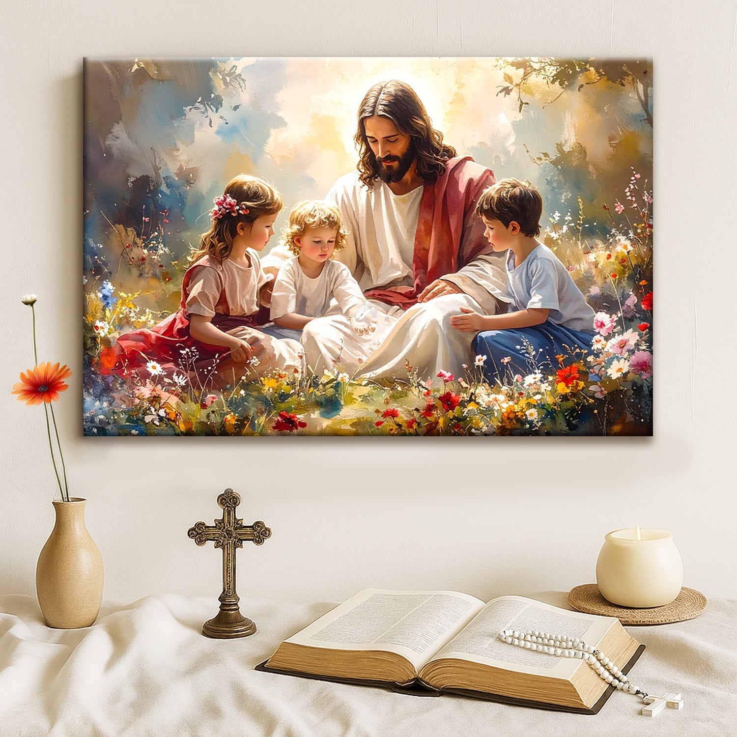 Jesus With Children Faith Wall Art II